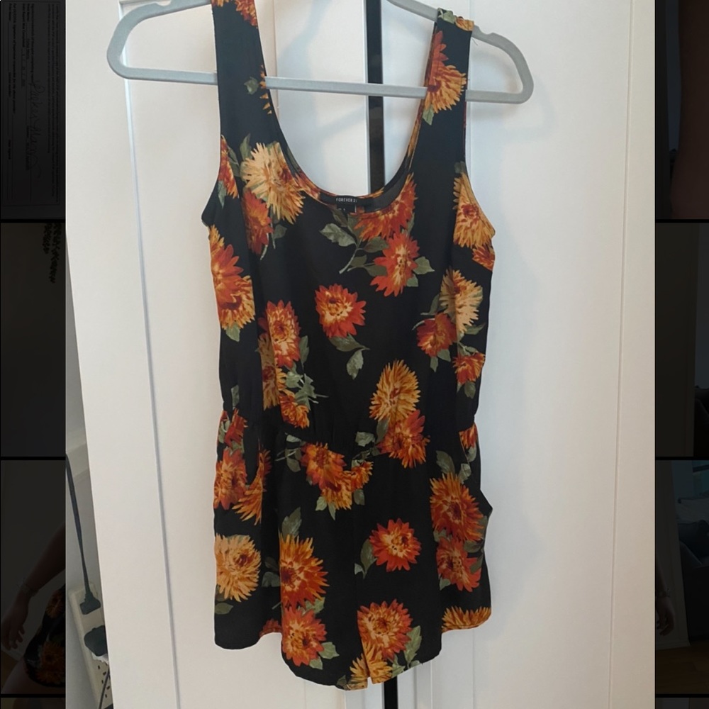 Flowered black romper